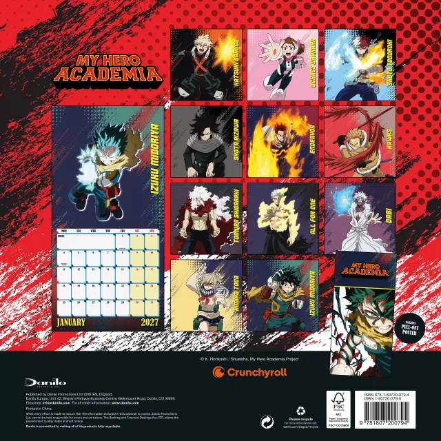 Kalendář My Hero Academia 2027 - Anime