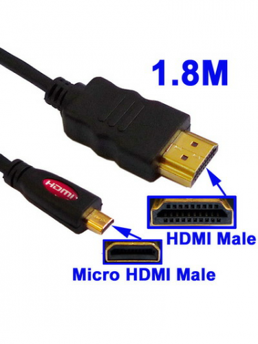 Kabel Micro HDMI na HDMI - 1,8m - pozlacené konektory (PC)