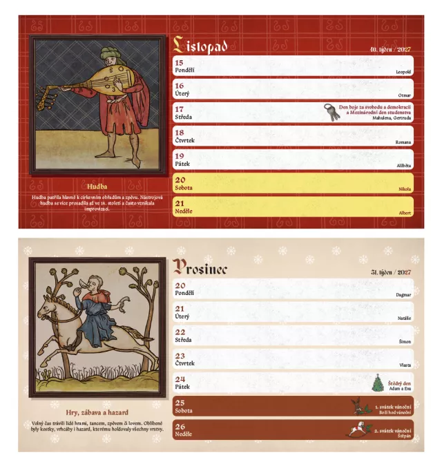 Výhodná sada kalendářů Kingdom Come: Deliverance II 2027 (stolní + nástěnný) CZ - Xzone Originals