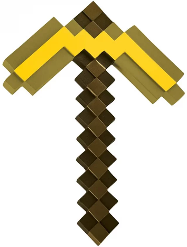 Replika zbraně Minecraft - Gold Pickaxe (50 cm)