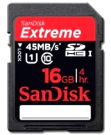 SanDisk Extreme SDHC 16GB 45MB/s, class 10