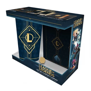 Dárkový set League of Legends - Hextech Logo (sklenice, pin a malý zápisník)