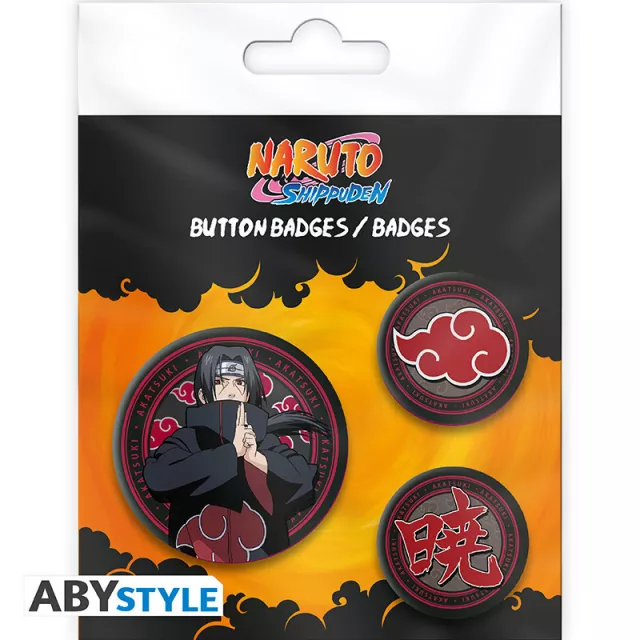 Set odznaků Naruto Shippuden - Itachi & Akatsuki (3 ks) - Anime