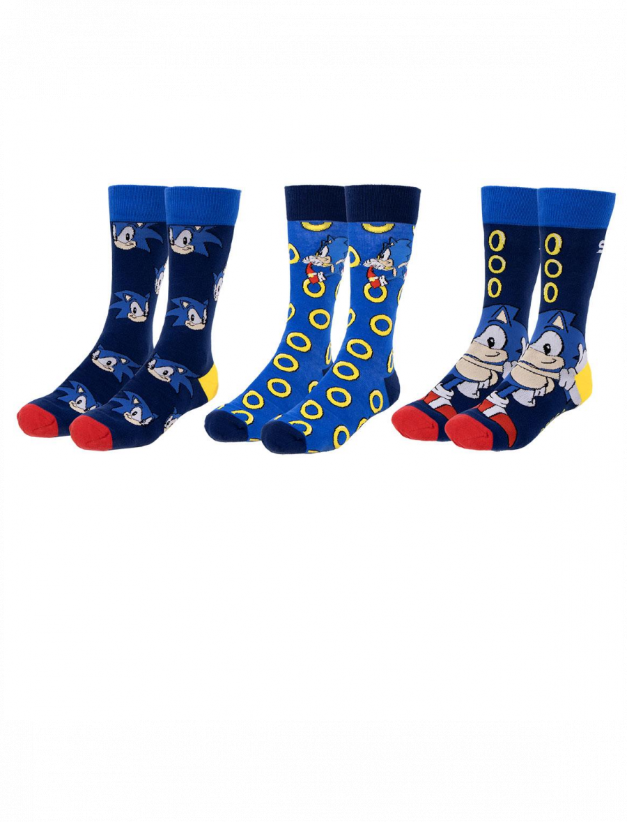 Cerdá Ponožky Sonic - Sonic Rings (3 páry) (velikost 36/41)