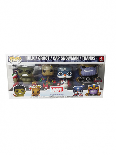 Figurka Marvel - Holiday Hulk, Groot, Cap. Snowman a Thanos (Funko POP! Marvel Holiday)