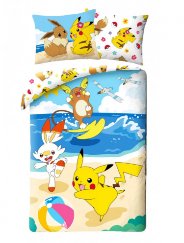 Povlečení Pokémon - Pikachu with Scorbunny on beach