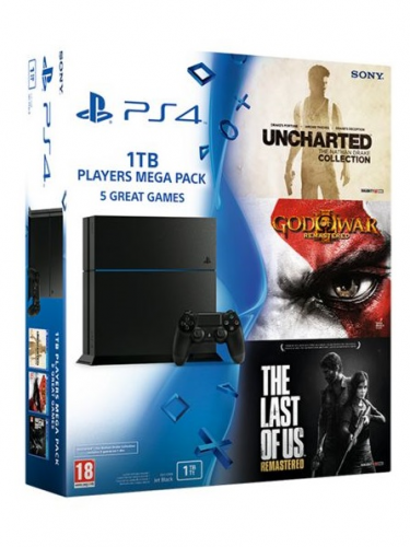 Konzole PlayStation 4 1TB + Uncharted Collection + GoW 3 + The Last of Us (PS4)