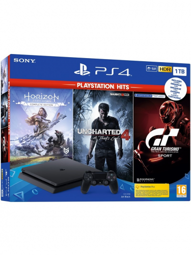Konzole PlayStation 4 Slim 1TB + Uncharted 4, Horizon: Zero Dawn CE, Gran Turismo Sport (PS4)