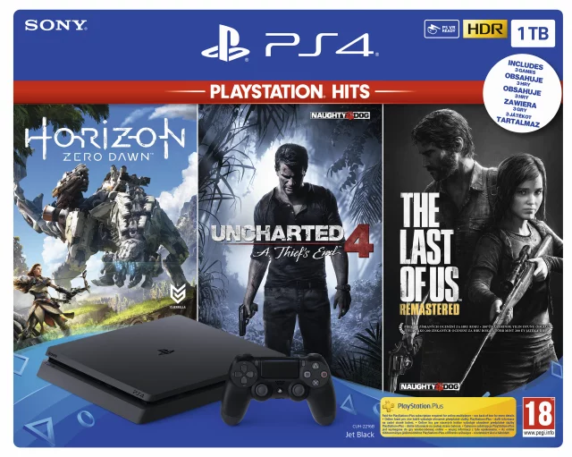 Konzole PlayStation 4 Slim 1TB + Uncharted 4, The Last of Us, Horizon: Zero Dawn