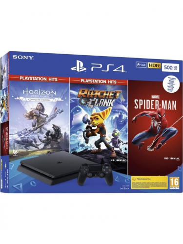 Konzole PlayStation 4 Slim 500 GB+ Spider-Man, Horizon: Zero Dawn CE, Ratchet & Clank (PS4)