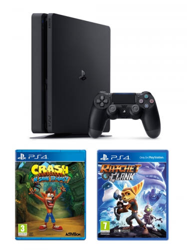 Konzole PlayStation 4 Slim 500GB + 2 hry Crash Bandicoot a Ratchet & Clank (PS4)