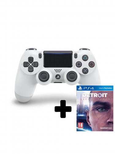 DualShock 4 ovladač - Bílý V2 + Detroit: Become Human (PS4)