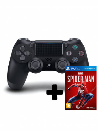 DualShock 4 ovladač - Černý V2 + Spider-Man (PS4)