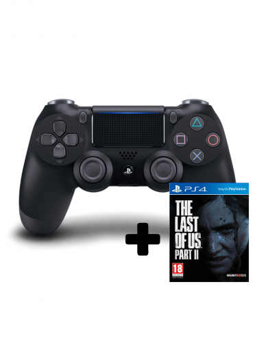 DualShock 4 ovladač - Černý V2 + The Last of Us Part II (PS4)