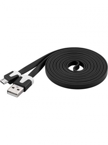 Nabíjecí kabel USB / MicroUSB 2 m - černý, plochý (PremiumCord) (PC)