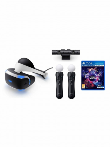 PlayStation VR v2 + kamera v2 + Move ovladače + VR Worlds (PS4)