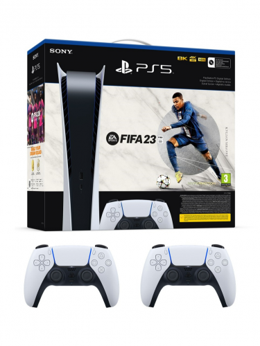 Konzole PlayStation 5 825 GB - Bílá (Digital Edition) + FIFA 23 + ovladač dle výběru (PS5)