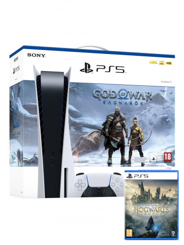 Konzole PlayStation 5 825 GB - Bílá + God of War Ragnarok + Hogwarts Legacy (PS5)