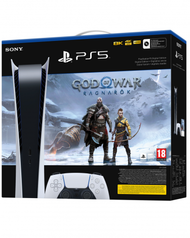 Konzole PlayStation 5 825 GB - Bílá (Digital Edition) + God of War Ragnarok (rozbalená) (PS5)