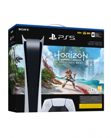 Konzole PlayStation 5 825 GB - Bílá (Digital Edition) + Horizon Forbidden West + ovladač dle výběru (PS5)