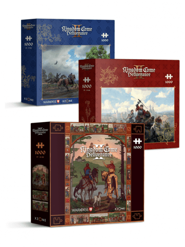 Výhodný set puzzlů Kingdom Come: Deliverance II - Trosky Fanart + Cesta na Trosky + Keyart