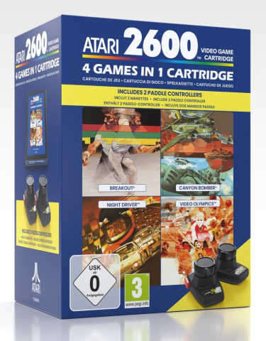 Cartridge pro retro herní konzoli Atari 2600+ (4 hry + sada paddle ovladačů) (PC)