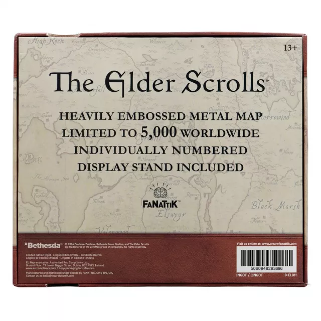 Kovová replika mapy The Elder Scrolls - The Empire of Tamriel - Kusově limitováno