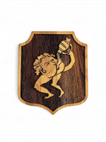 Replika Kingdom Come: Deliverance II - Dřevěný štít na stěnu Bezedná Díra (velký)