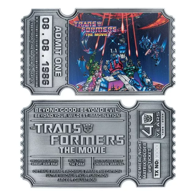 Sběratelská filmová vstupenka Transformers - Admit One (40th Anniversary) - Kusově limitováno
