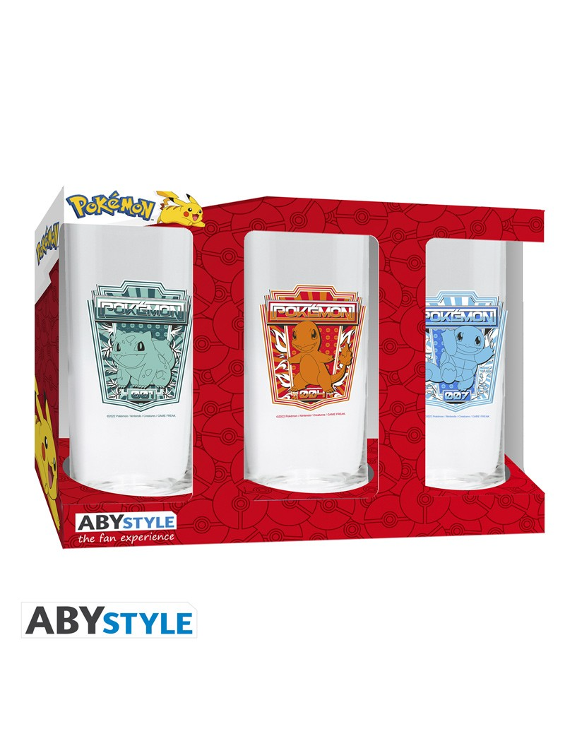 ABYstyle Skleničky Pokémon - Bulbasaur, Charmander a Squirtle (3ks)