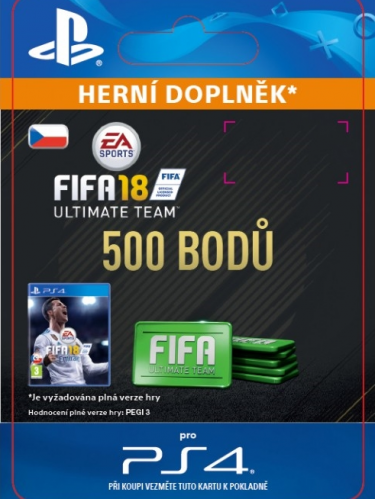 500 FIFA 18 Points Pack - předplacená karta (PS4 DIGITAL) (PS4)