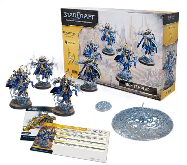 Figurková hra StarCraft - Tabletop Miniature Game - Protoss - High Templar (4 figurky) - Dobrodružná desková hra