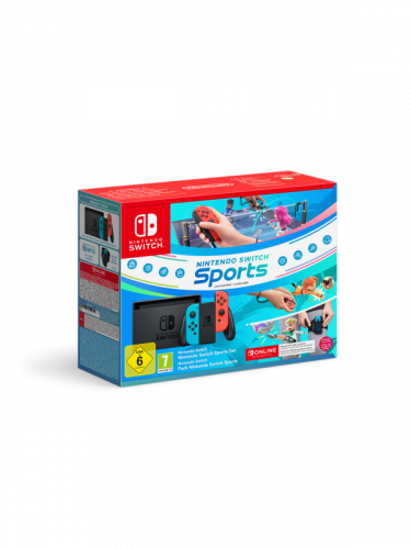 Konzole Nintendo Switch - Neon Red/Neon Blue + Switch Sports + 12 měsíců Nintendo Online (SWITCH)