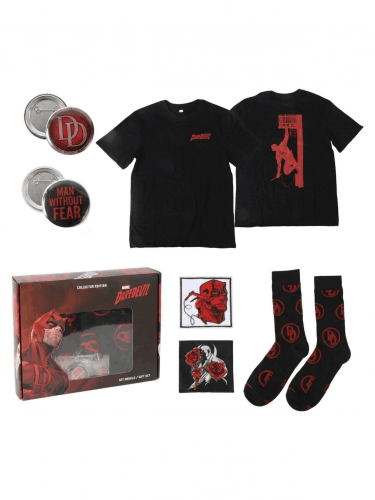 Dárková sada Marvel - Daredevil (tričko, odznaky, nášivky, ponožky) (velikost XL)
