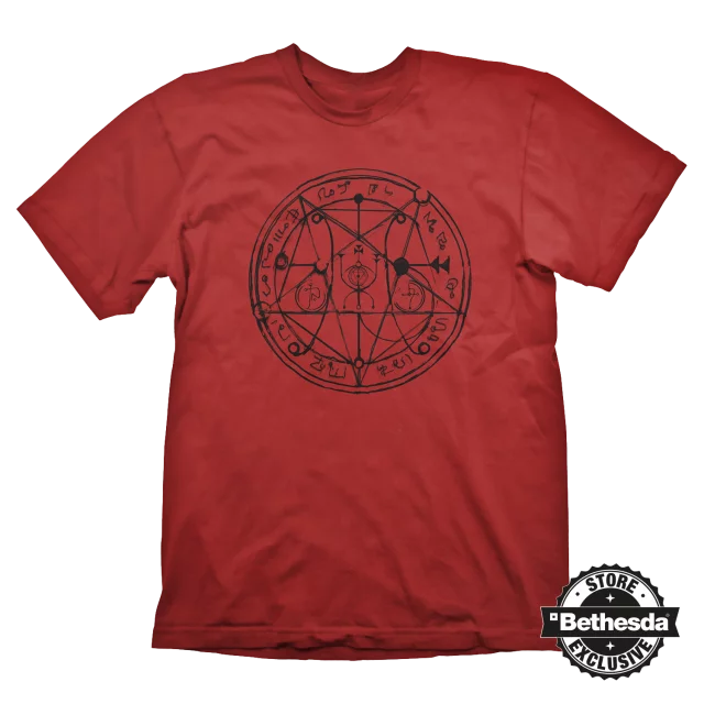 Tričko Doom - Pentagram Black on Red