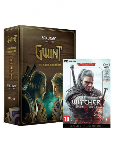 Výhodný set Karetní hra Zaklínač 3: Divoký Hon - Gwint CZ a Zaklínač 3: Divoký hon - Kompletní edice + Steelbook k 10. výročí