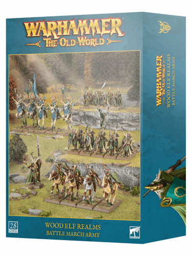 Warhammer The Old World - Wood Elf Realms - Battle March Army (28 figurek)
