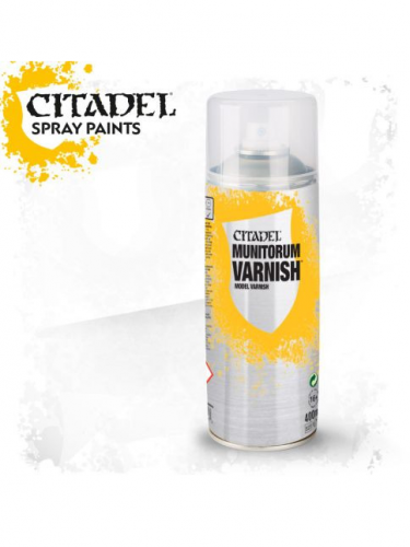 Spray Citadel Munitorum Varnish - základní barva, matte (sprej) (poškozená víčka)
