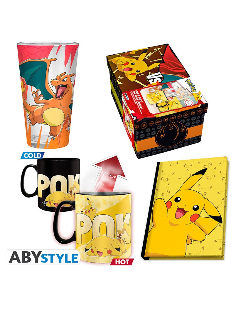 ABYstyle Dárkový set Pokémon - hrnek (měnící se), sklenice, zápisník
